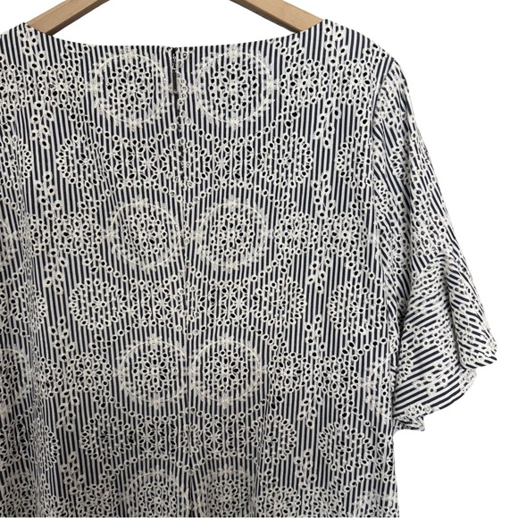 Lauren Ralph Lauren 14 HEAVILY Embroidered Flutter Short Sleeve Striped Spring - Picture 9 of 13